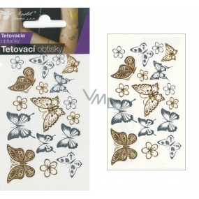 Tetovacie obtisky zlaté a strieborné Motýle 10,5 x 6 cm