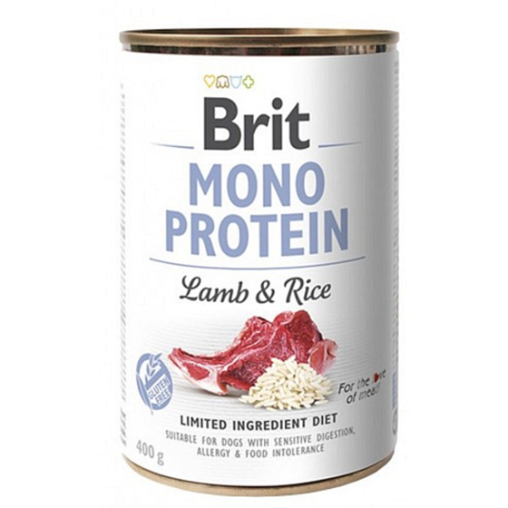 Brit Mono Protein Jahňacie s ryžou kompletné krmivo pre psov 400 g