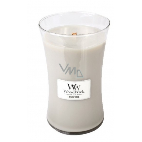 Woodwick Warm Wool - Hrejivá vlna vonná sviečka s dreveným knôtom a viečkom sklo veľká 609,5 g