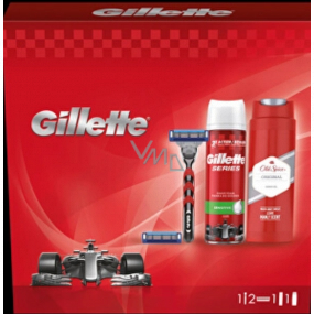 Gillette Mach3 Turbo holiaci strojček + náhradné hlavice 2 kusy + pena na holenie 250 ml + Old Spice Original sprchový gél 250 ml, kozmetická sada pre mužov