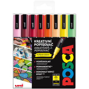 Posca Univerzálna sada akrylových fixiek 0,9 - 1,3 mm Letný mix teplých tónov 8 kusov PC-3M