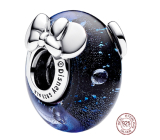 Prívesok Striebro 925 Disney Mickey Mouse a Minnie Mouse modré Murano sklenené korálky na náramku film