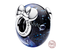 Prívesok Striebro 925 Disney Mickey Mouse a Minnie Mouse modré Murano sklenené korálky na náramku film