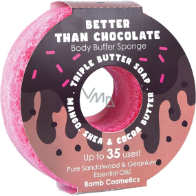 Bomb Cosmetics Lepšie ako čokoláda Donut prírodná sprchová masážna hubka do kúpeľa s vôňou 165 g