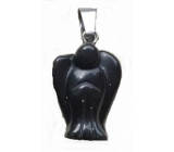 Obsidián čierny anjel strážny prívesok prírodný kameň 2 - 2,2 cm, záchranný kameň