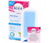 Veet Easy-Gel Studené voskové pásky pre citlivú pokožku a vitamín E a mandľový olejom 12 + 2 kusy