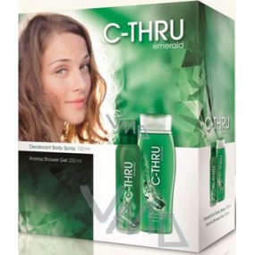 C-Thru Emerald sprchový gél 250 ml + dezodorant sprej 150 ml, pre ženy darčeková sada
