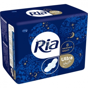 Ria Ultra Silk Night intímne vložky s krídelkami 8 kusov