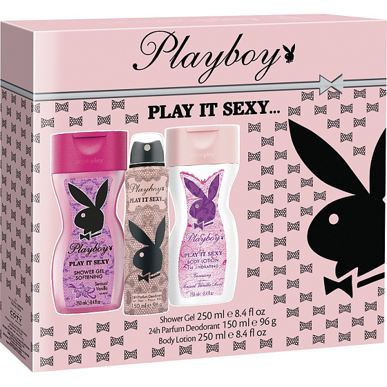 Playboy Play It Sexy dezodorant sprej pre ženy 150 ml + telové mlieko 250 ml + sprchový gél 250 ml, kozmetická sada