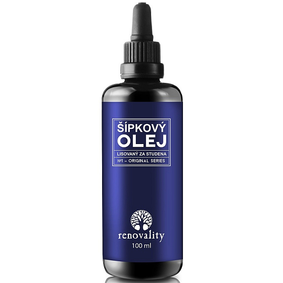 Renovality Šípkový olej regeneračný za studena lisovaný pre pleť, telo, vlasy upokojuje podráždenia 100 ml s pipetkou
