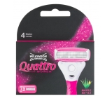 Wilkinson Sword Quattro for Women Aloe & Vitamín E náhradné hlavice so 4 brity a mriežkou pre ženy 3 kusy