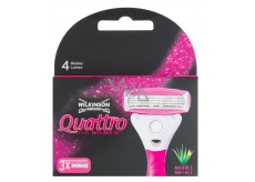 Wilkinson Sword Quattro for Women Aloe & Vitamín E náhradné hlavice so 4 brity a mriežkou pre ženy 3 kusy