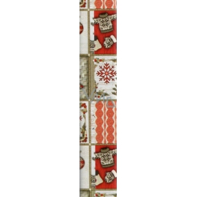Zowie Darčekový baliaci papier 70 x 500 cm Vianočný červeno biely pletené banky, stromčeky, sveter, rukavice vo štvorcoch