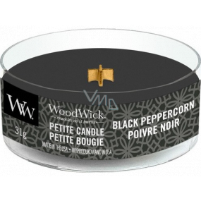 Woodwick Black Peppercorn - Čierne zrnko korenia vonná sviečka s dreveným knôtom petite 31 g