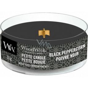 WoodWick Black Peppercorn - Čierne zrnko korenia vonná sviečka s dreveným knôtom petite 31 g