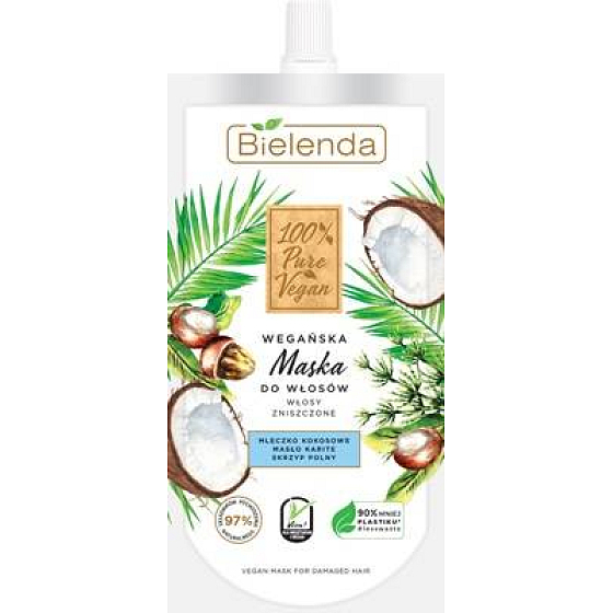 Bielenda 100% Pure vegan Kokosové mlieko + Karité maska na poškodené vlasy 125 ml