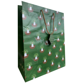 Nekupto Darčeková papierová taška 32,5 x 26 x 13 cm Vianočná sviečka v orechovej škatuľke