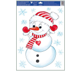 Okenná fólia Vianočný snehuliak červeno-biela čiapka 35 x 50 cm