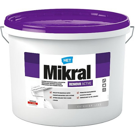 Het Mikral Renovo Active silikonová fasádna farba, biela 15 kg