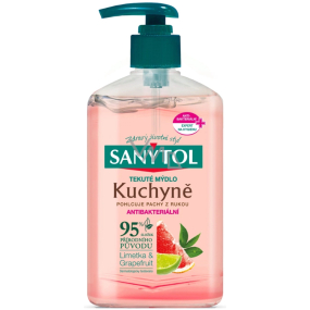 Sanytol Ružový grapefruit & Svieži citrón dezinfekčné mydlo na ruky do kuchyne 250 ml s dávkovačom