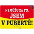 Nekupto Humorná ceduľka Som v puberte! 15x10 cm 1 kus
