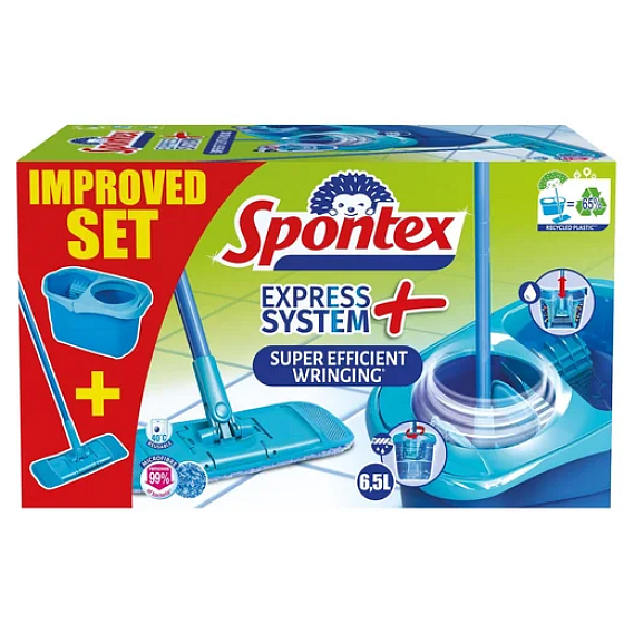 Spontex Express System Plus upratovací set, plochý mop + vedro 8 l