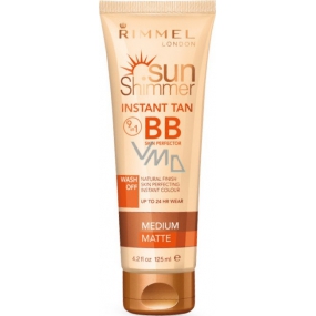 Rimmel London Sun Shimmer Instant Tan BB Skin Perfector 9v1 okamžitá tónovacie STAROSTLIVOSŤ Medium Matte 125 ml