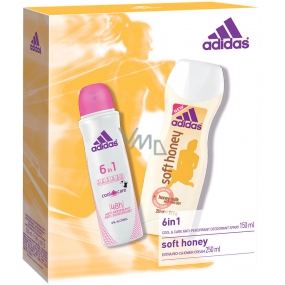 Adidas Cool & Care 48h 6v1 dezodorant antiperspirant sprej pre ženy 150 ml + Soft Honey sprchový gél 250 ml, kozmetická sada