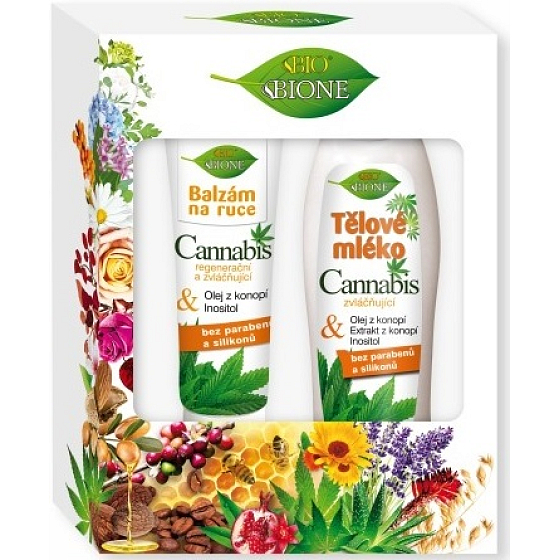 Bion Cosmetics Cannabis telové mlieko 500 ml + balzam na ruky 200 ml, kozmetická sada