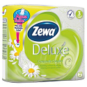 Zewa Deluxe Aqua Tube Camomile Comfort parfumovaný 3 vrstvový 150 útržkov 4 kusov, rolička, ktorú môžete spláchnuť