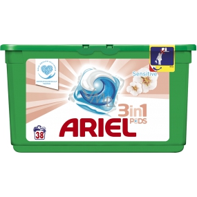 Ariel 3v1 Sensitive gélové kapsule na pranie bielizne 38 kusov 1094,4g