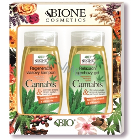 Bion Cosmetics Cannabis regeneračný šampón na vlasy 260 ml + relaxačný sprchový gél 260 ml, kozmetická sada