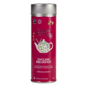 English Tea Shop Bio Čierny čaj English Breakfast 15 kusov biologicky odbúrateľných pyramidek čaju v recyklovateľné plechovej dóze 30 g
