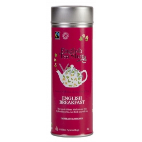 English Tea Shop Bio Čierny čaj English Breakfast 15 kusov bioodbourateľných pyramídiek čaju v recyklovateľnej plechovej dóze 30 g