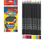 Colorino Pastelky trojhranné, čierne drevo, s orezávatkom 12 farieb