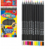 Colorino Pastelky trojhranné, čierne drevo, s orezávatkom 12 farieb