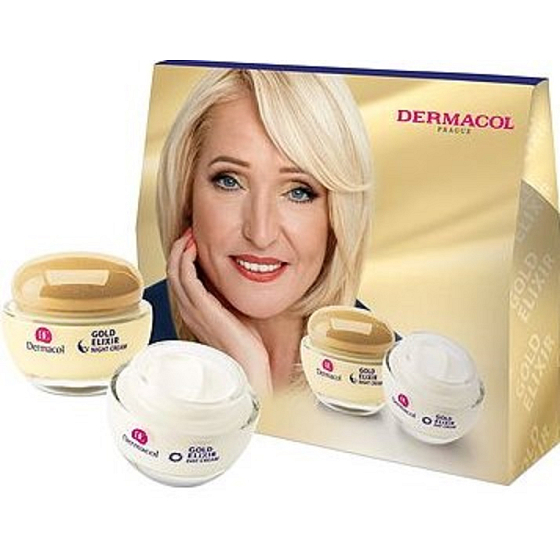 Dermacol Gold Elixir denný pleťový krém 50 ml + nočný pleťový krém 50 ml, kozmetická súprava 2020