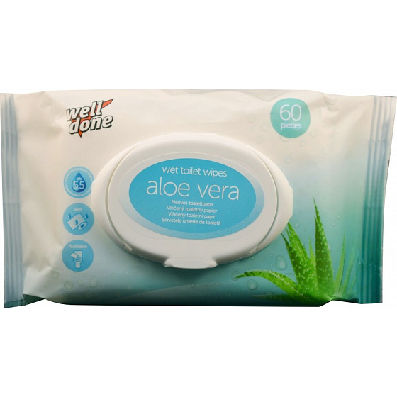 Well Done Wet Toilet Wipes Aloe Vera vlhčený toaletný papier s vôňou Aloe Vera 60 kusov