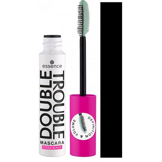 Essence Double Trouble riasenka pre maximálnu dĺžku a objem extra čierna 12 ml