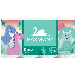 Harmony Dino detský 3vrstvový toaletný papier, 8 rolí, 17,5m roľa