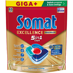 Somat tablety do umývačky Excellence Premium 5v1, 65 ks