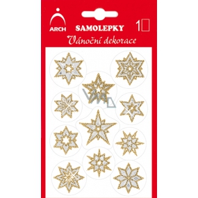 Arch Holografické dekoračné samolepky vianočný s glitrami 707-GG strieborno-zlaté 8,5 x 12,5 cm