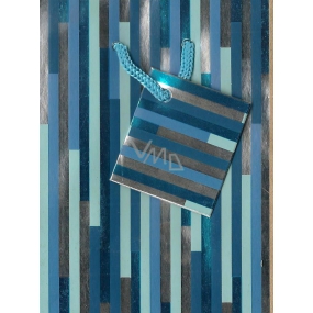 Nekupto Darčeková papierová taška 14 x 11 x 6,5 cm Modrá s pruhmi, 031 40 GS