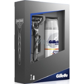 Gillette Mach3 holiaci strojček + Mach3 Irritation 5 Defense gél na holenie 75 ml, kozmetická sada, pre mužov