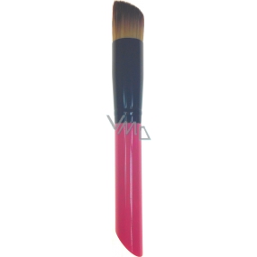 Kozmetický štetec na make-up okrúhly šikmý vlas ružovo-čierna rukoväť 15 cm 30450