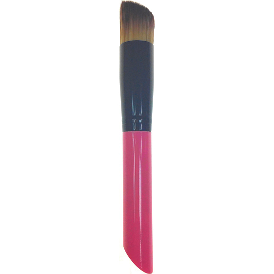 Kozmetický štetec na make-up okrúhly šikmý vlas ružovo-čierna rukoväť 15 cm 30450