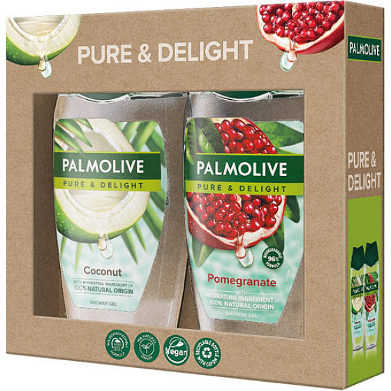 Palmolive Pure & Delight Coconut sprchový gél 250 ml + Pure & Delight Pomegranate sprchový gél 250 ml, kozmetická sada