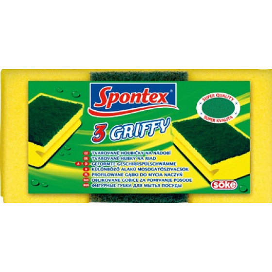 Spontex 3 Griff molitanové hubky na riad tvarované s ochranou nechtov 3 kusy