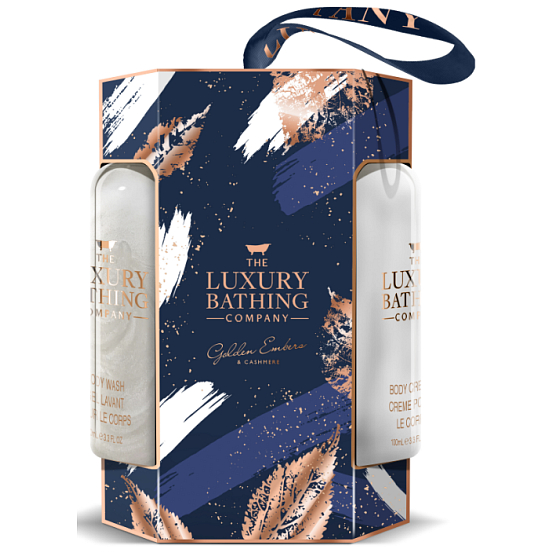 Grace Cole Golden Embers & Cashmere umývací gél 100 ml + telový krém 100 ml + špongia, kozmetická sada pre ženy