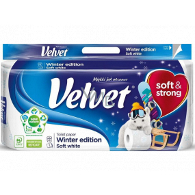 Velvet Winter Edition jemný biely toaletný papier so zimnou potlačou 150 ks 3 vrstvový 8 ks